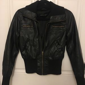 Pleather Black Bomber Jacket